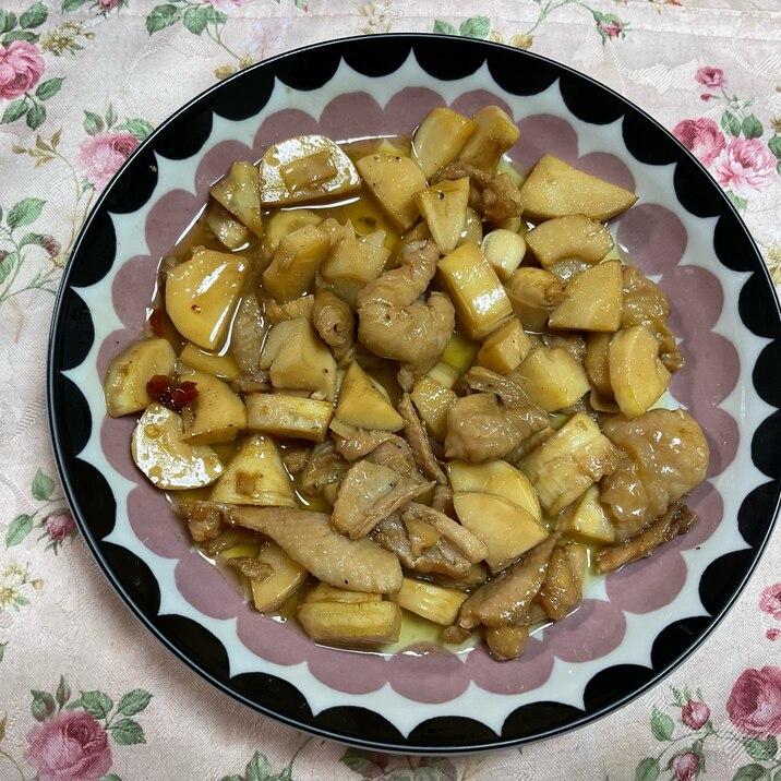 筍と鶏皮炒め